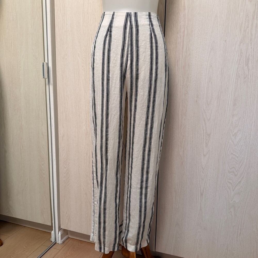 Reformation white and Black Striped cropped linen Pants size 0 - Picture 5 of 12